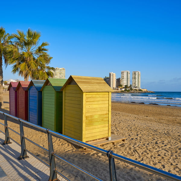 Oropesa del Mar Colourful beach huts on the sand