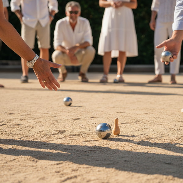 Petanque Court People playing petanque on a dirt court